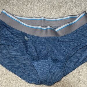 Mack Weldon Heather Navy & Gray Briefs with Blue Stripe Waistband